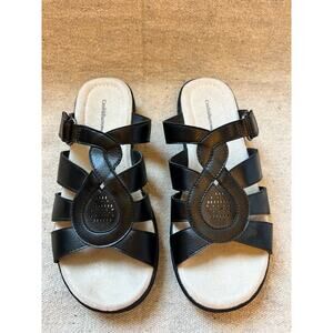 Croft and Barrow Sandals Shoes Women's 7 Black Leather Boho Hippie Comfy